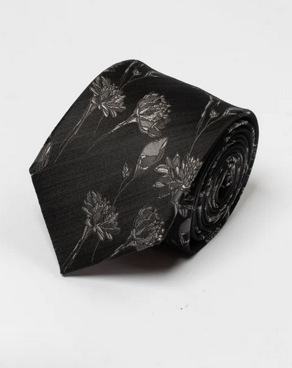 James Harper Black Floral Tie
