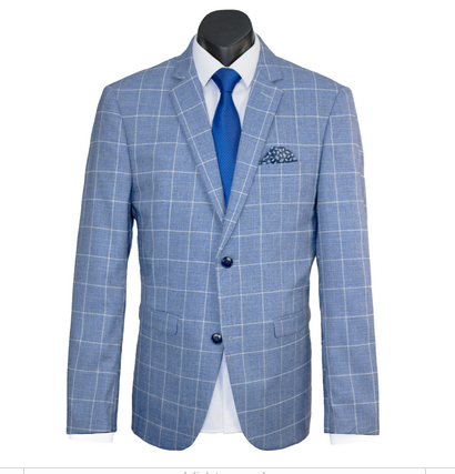 Varce Sky Blue Check Suit Tony Barlow Brisbane