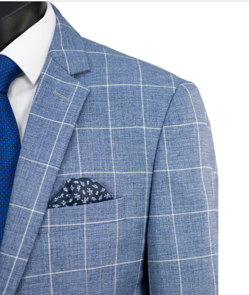 Varce Sky Blue Check Suit