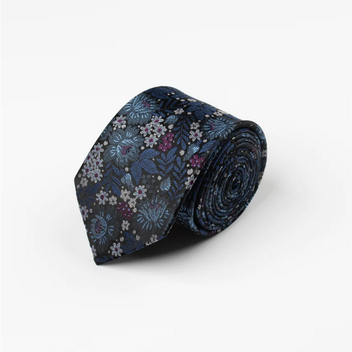 James Harper Navy/Blus Scattered Floral Tie