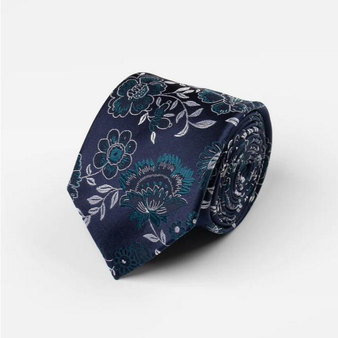 James Harper Navy/Teal Bold Floral Tie