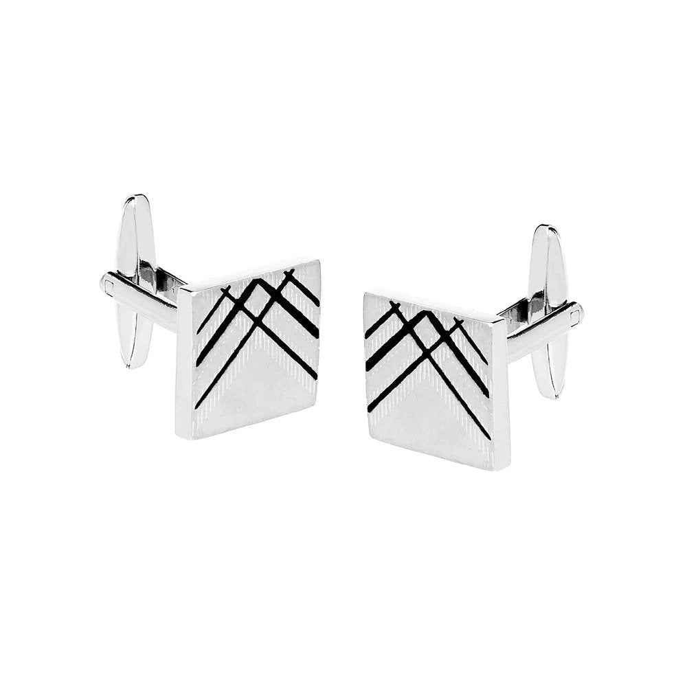 Black Laser Cross Cufflinks