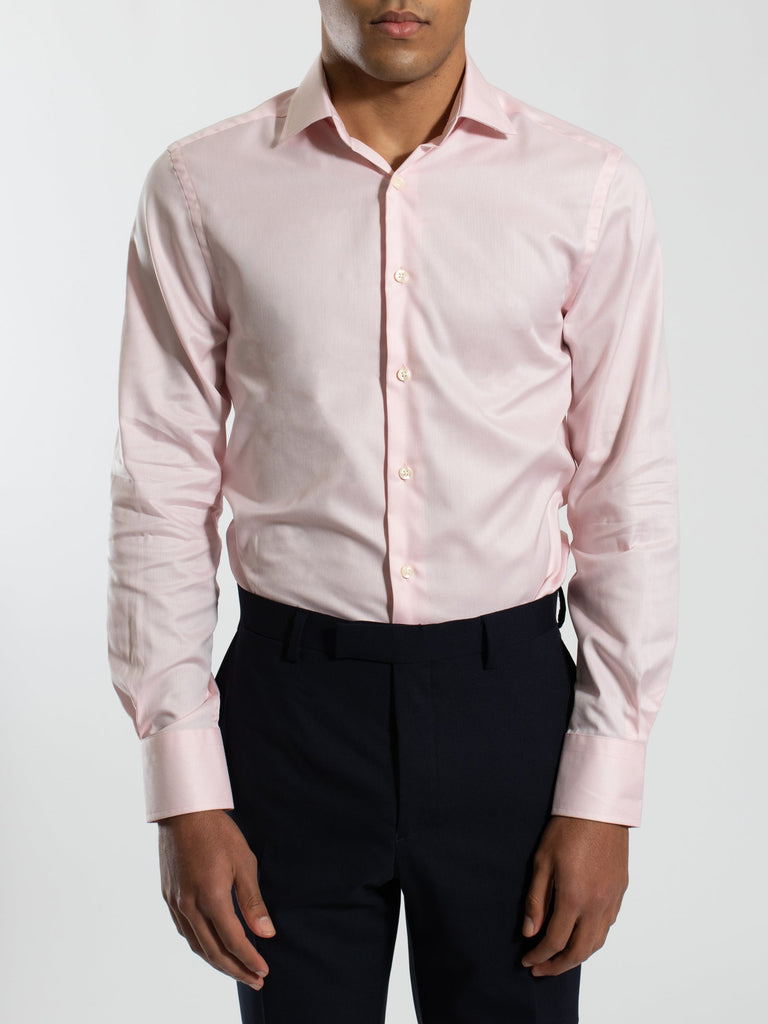 HARDY AMIES SALMON MINI HERRINGBONE SHIRT (SLIM FIT)