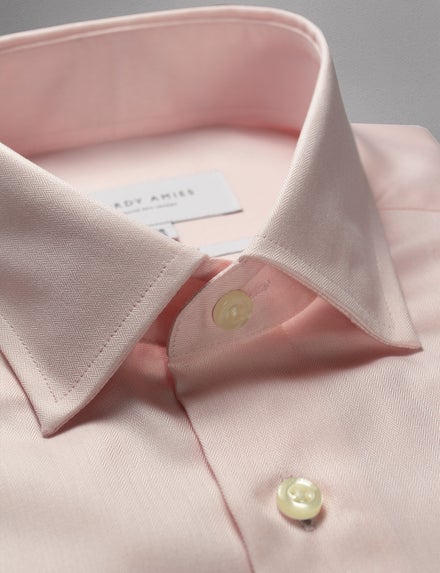 HARDY AMIES SALMON MINI HERRINGBONE SHIRT (SLIM FIT)