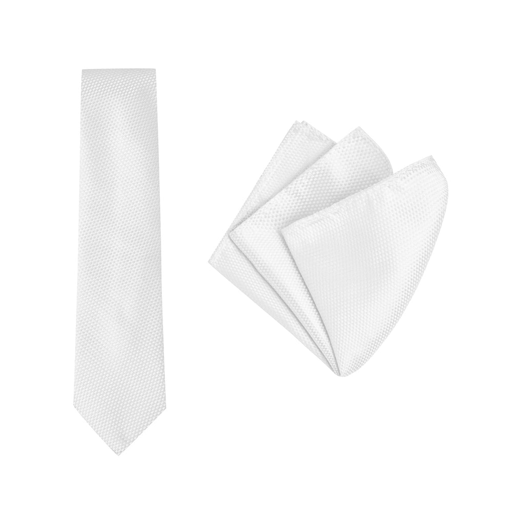 Buckle White Carbon Tie and Pocket Square Set